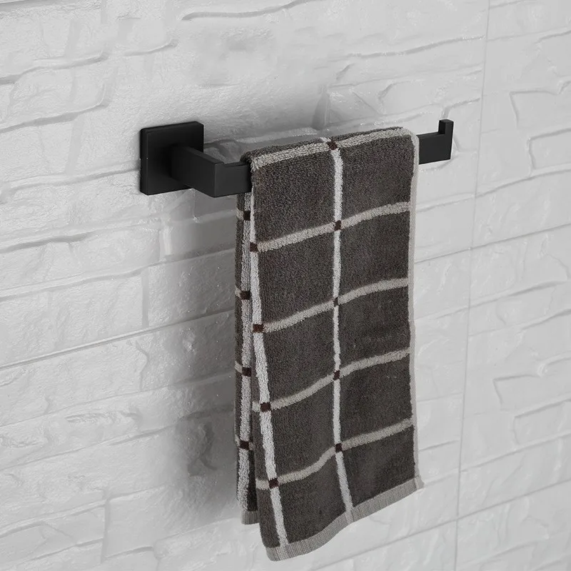 Черная отделка Уникальный дизайн полка для ванной комнаты 273 * 77 * 55 мм Вешалка для полотенец Вешалка для полотенец Настенная из нержавеющей стали