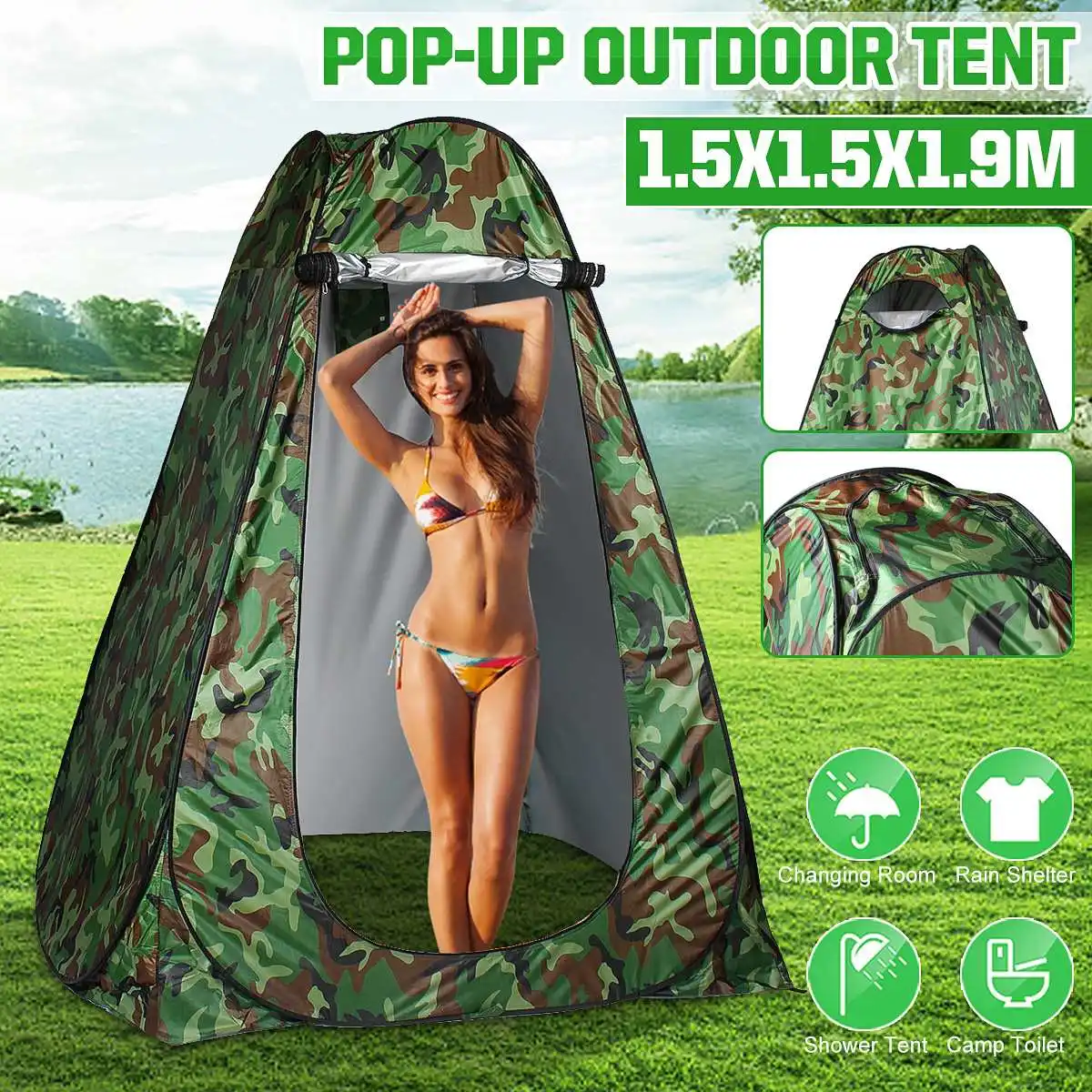1,5x1,5x1,9 М Автоматическая Открытая тканевая палатка для переодевания для купания, защита от ультрафиолета, водонепроницаемая вентиляция, одиночная палатка для кемпинга на открытом воздухе