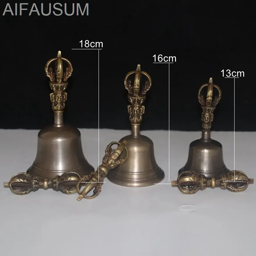 1 комплект 13 см 16 см 18 см Медный Ваджрный колокольчик ганта Колокольчики ручной колокольчик Тибетский буддизм артефакт для медитации