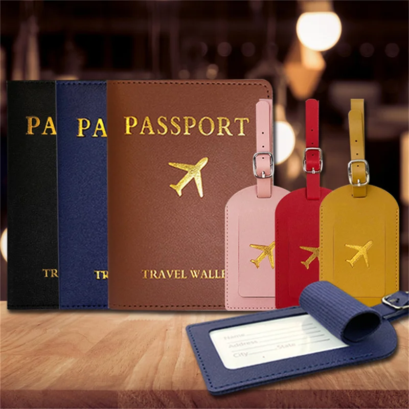 1 шт./2 шт. Простой держатель для паспорта и багажная бирка Кожаные дорожные наборы Пара обложек для паспорта
