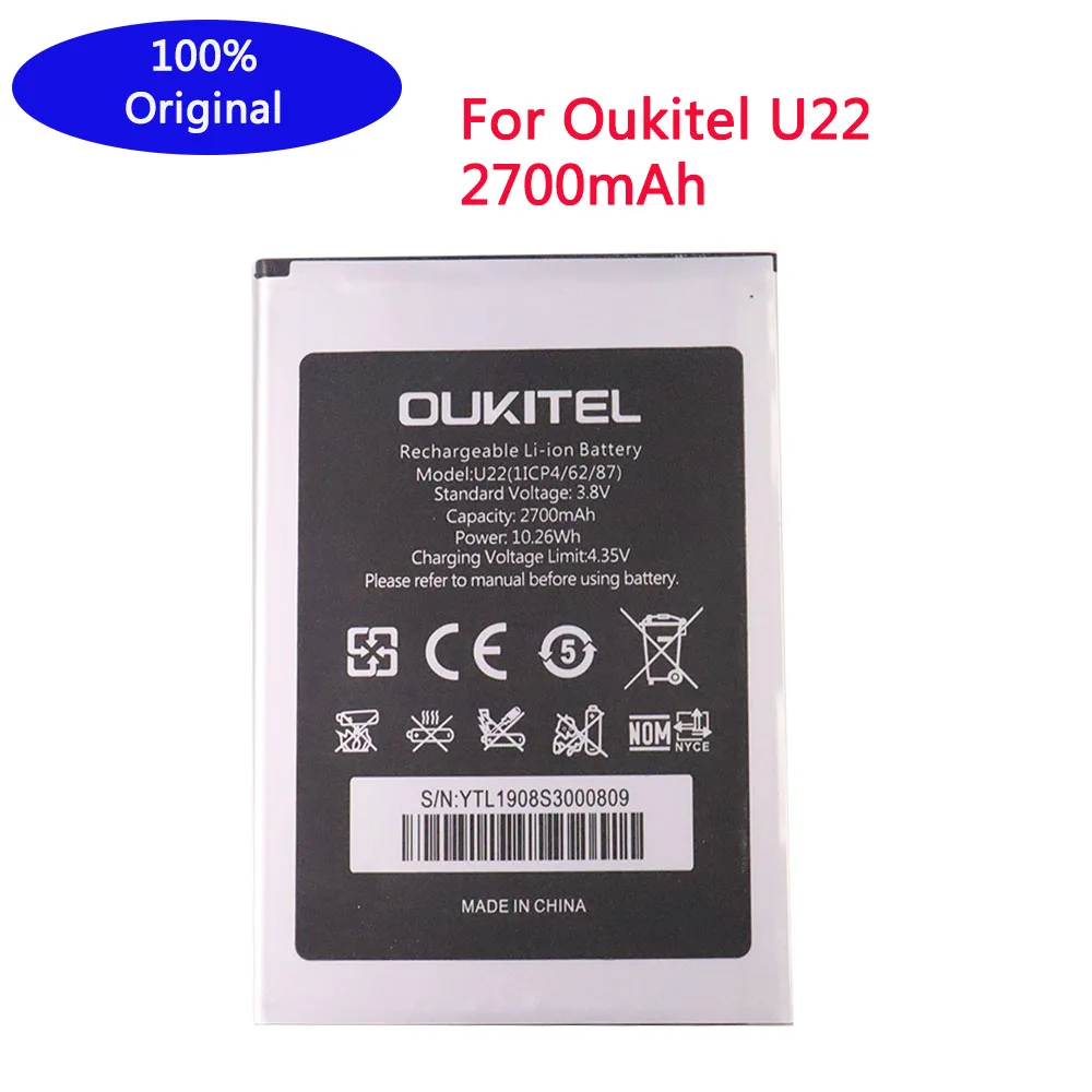 100% новый оригинальный аккумулятор Oukitel U22 2700 мАч Для резервного копирования мобильного телефона Oukitel U22