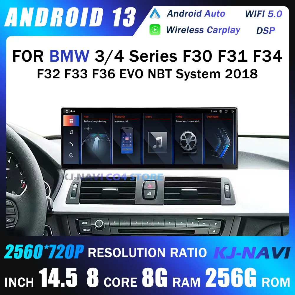 14,5 Дюймов Android 13 Для BMW 3/4 Серии F30 F31 F34 F32 F33 F36 NBT EVO System2018 Carplay Авто Радио GPS Навигация Мультимедиа