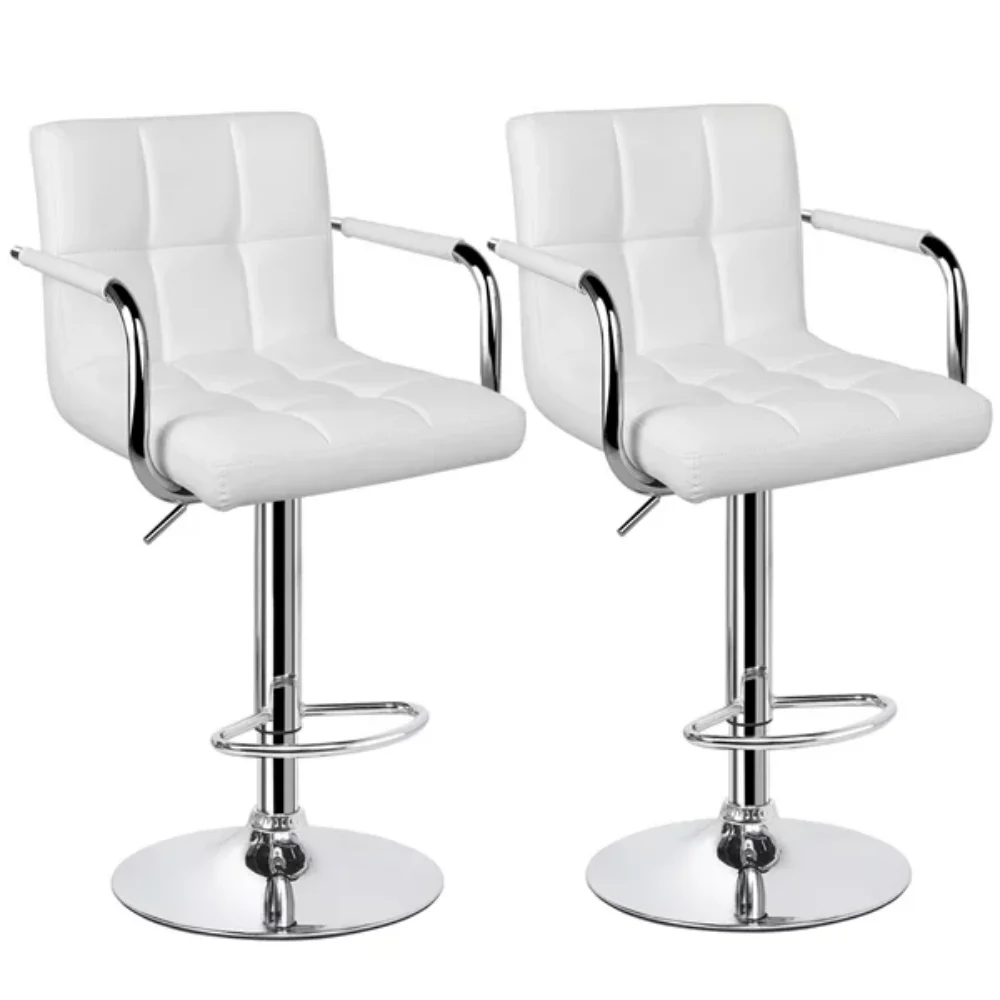 2 шт. Поворотные барные стулья из искусственной кожи для домашней стойки, белый Современный обеденный Стул