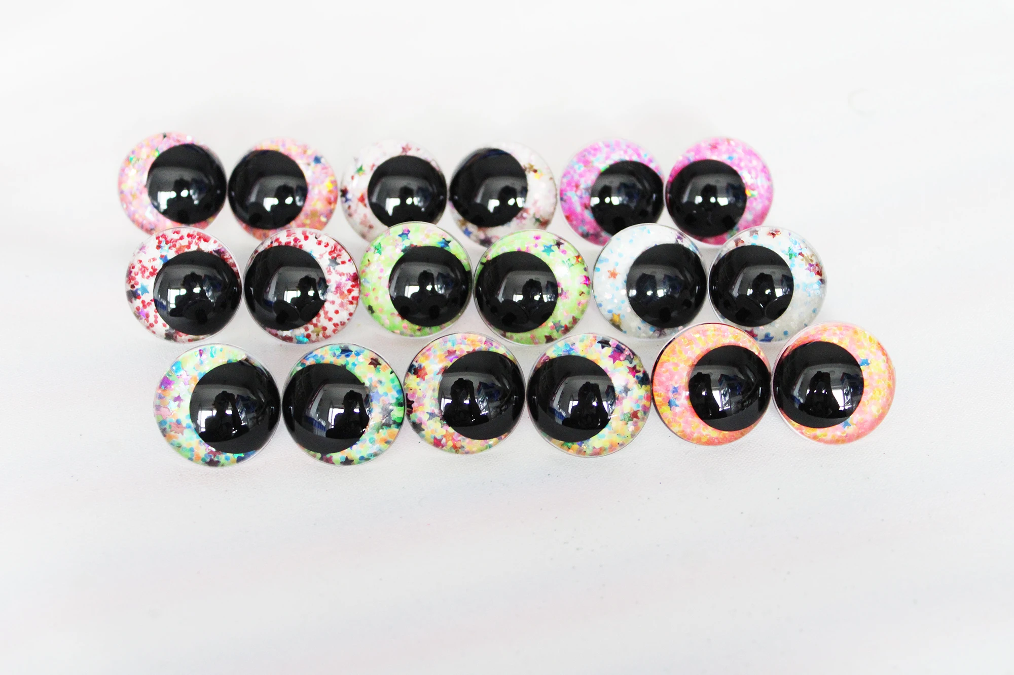 20 шт./лот 14 мм 16 мм 18 мм 23 мм 28 мм забавные круглые блестящие игрушечные глазки с ручной прижимной шайбой для кукольных находок---S9