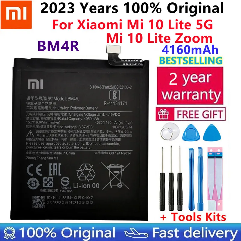 2023 Года Xiao Mi Оригинальный Аккумулятор BM4R Для Xiaomi Mi 10 Lite 5G BM4R Подлинная Сменная Батарея телефона 4160 мАч С Бесплатными инструментами