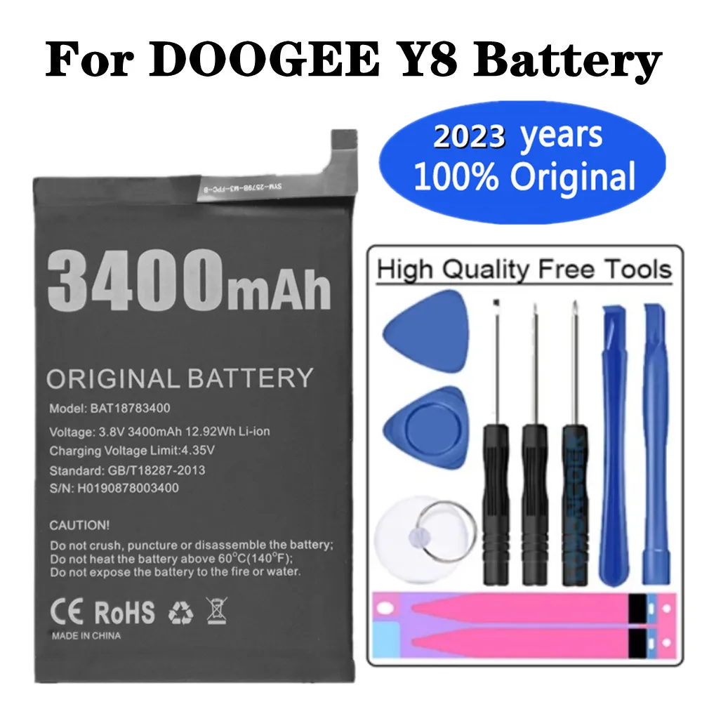 2023 Года Новый оригинальный аккумулятор BAT18783400 3400 мАч для Doogee Y8, сменные батареи для мобильных телефонов Bateria + Инструменты