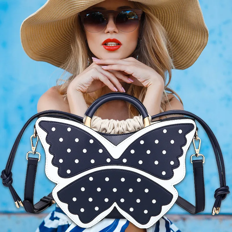 2023 Женская новая мода в горошек, дизайн в форме бабочки, сумки на шнурке, сумка через плечо, сумка через плечо, платье, вечеринка, клуб, на каждый день