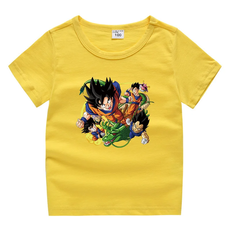 2023 Новая детская одежда Dragon Ball, Детская летняя футболка с короткими рукавами Для мальчиков, хлопковая футболка с низом, Детские топы