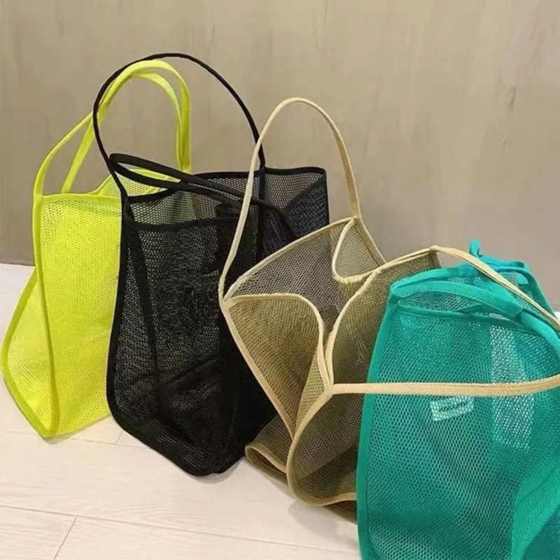2023 Новая сумка для покупок из прозрачной сетки ins Wind, модная легкая и универсальная портативная сумка для покупок большой емкости, пляжная сумка из сетки