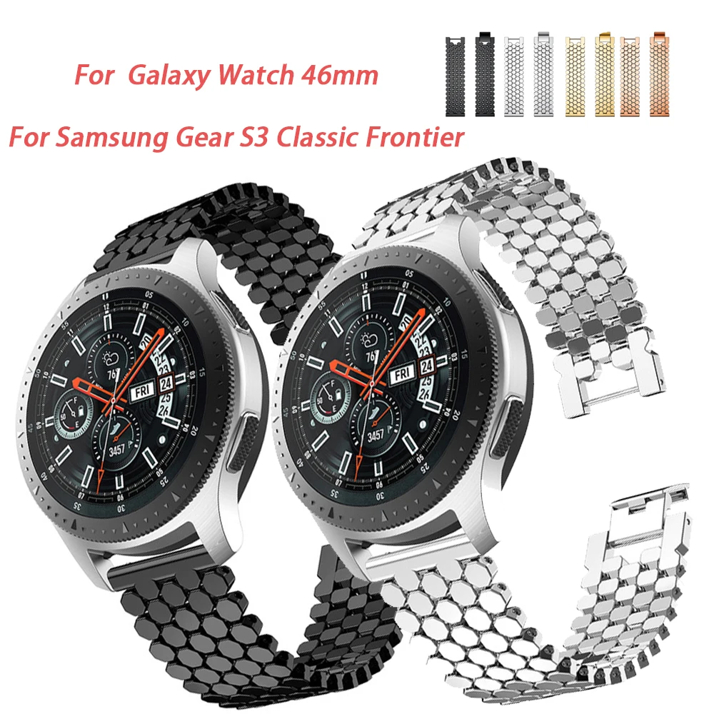 22 мм ремешок для часов из нержавеющей стали Samsung Galaxy 46 мм Gear S3 Classic Frontier Band, браслет, соединительный ремешок