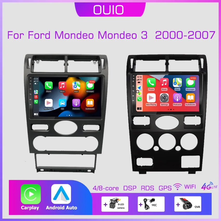 2din Android10 Автомобильный радиоприемник мультимедиа Carplay Авто GPS навигация для Ford Mondeo Мондео 3 2000 2001 2002 2003 2004 2005 2006-2007