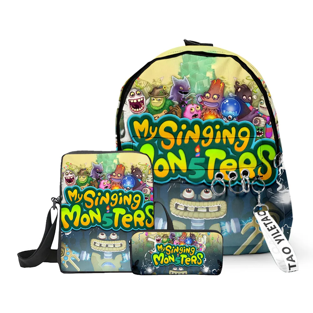 3 шт./компл. Рюкзак My Singing Monsters Для мальчиков и девочек, школьная сумка для учащихся начальной средней школы, дорожные сумки через плечо