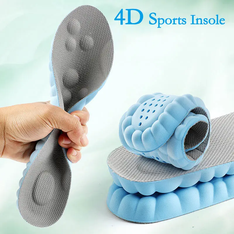 4D Спортивные Стельки Супер Мягкие хлопковые Стельки для бега с эффектом памяти, Амортизирующие Стопы, Подошва для обуви, Супинатор, Ортопедические вставки