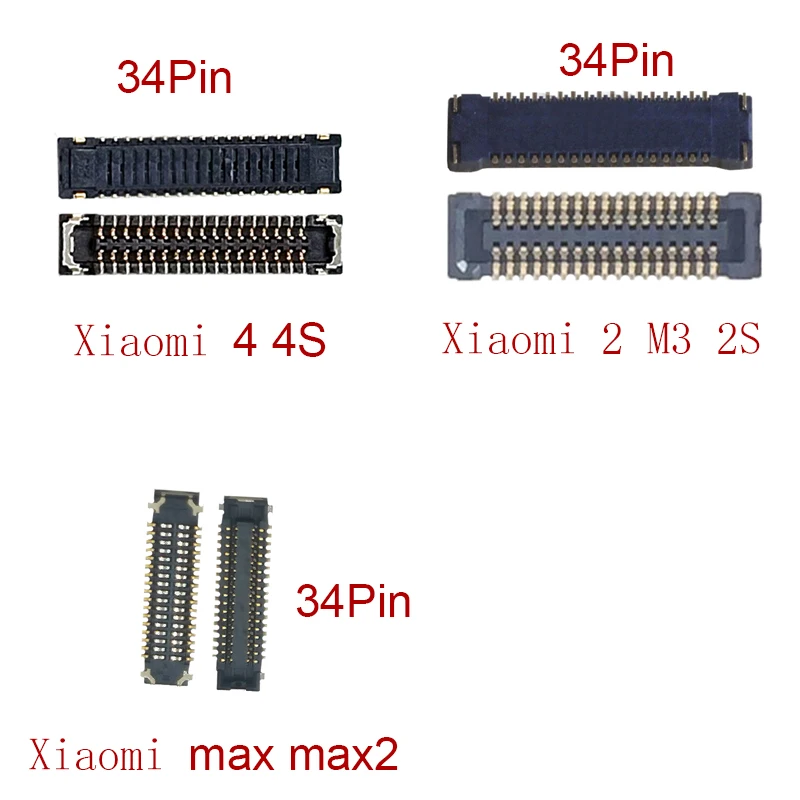 5шт 34-контактный ЖК-дисплей Гибкий Кабель FPC Разъем Для Xiaomi 4 2 Max 2 Max2 M4 4S M4S M2 MI2 2S Mi2S Экранный Штекер На материнской плате