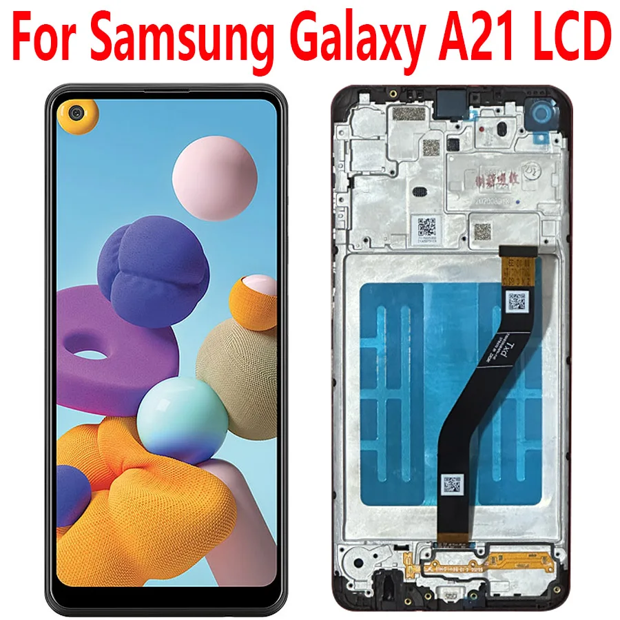 6,5 “Оригинальный для Samsung Galaxy A21 ЖК-дисплей с сенсорной панелью Digiziter в сборе для Samsung Galaxy A21 ЖК-дисплей с рамкой
