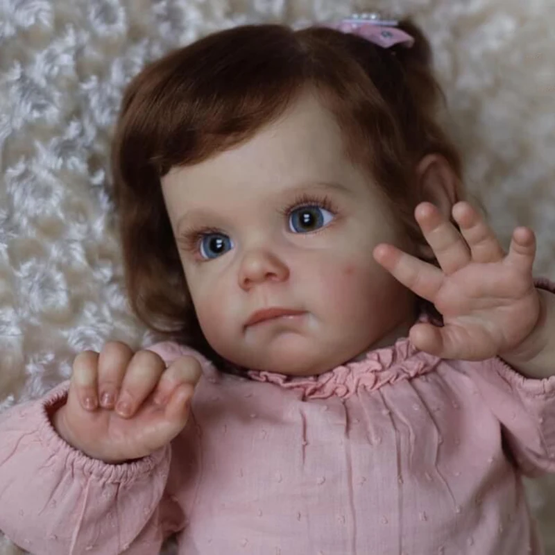 60 СМ Новорожденная Ручная работа, Высококачественная Возрожденная малышка Мэгги, Реалистичная коллекционная художественная кукла с волосами ручной работы