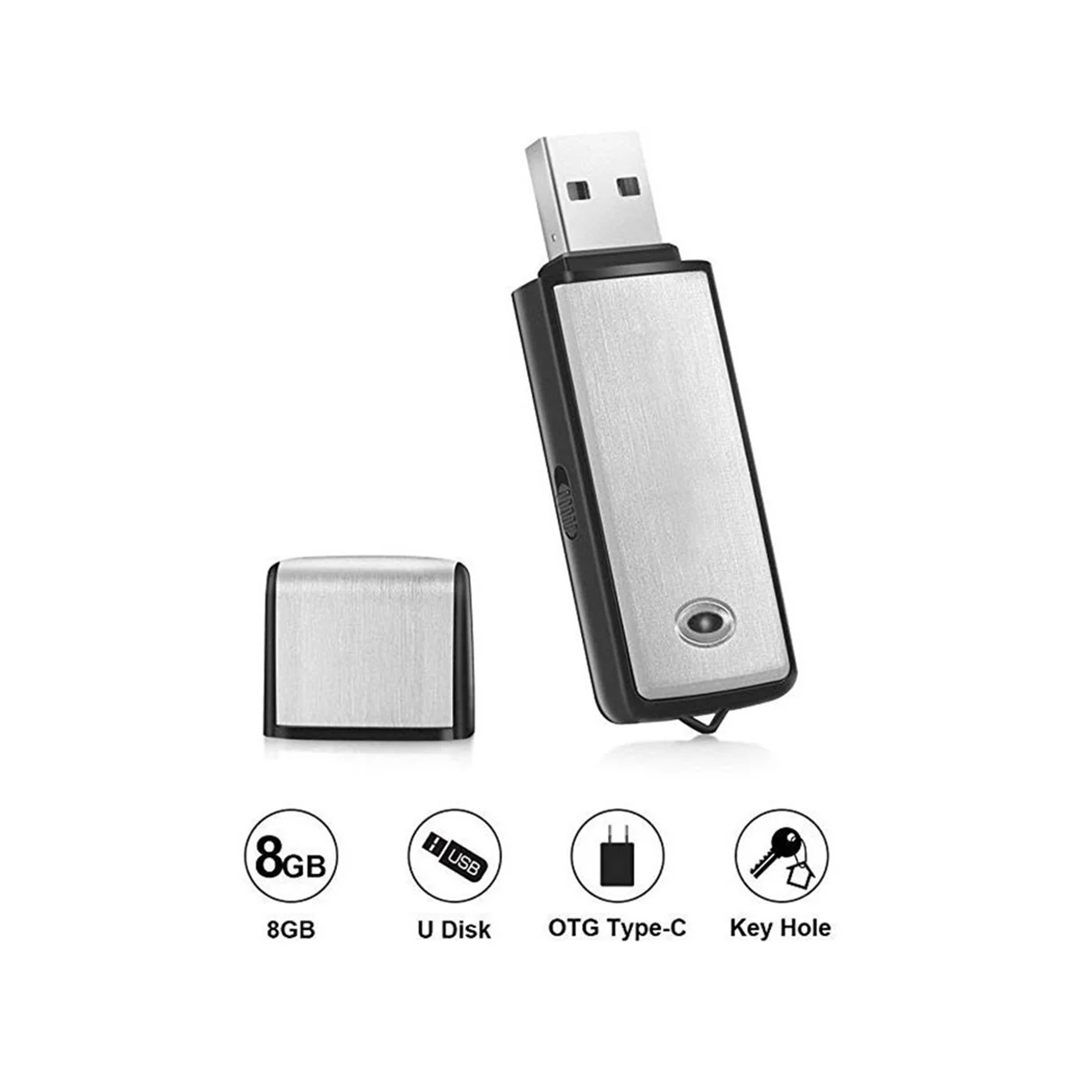 8G USB Диктофон USB Флэш-накопитель Перезаряжаемый цифровой Диктофон для ПК, запись встреч, интервью