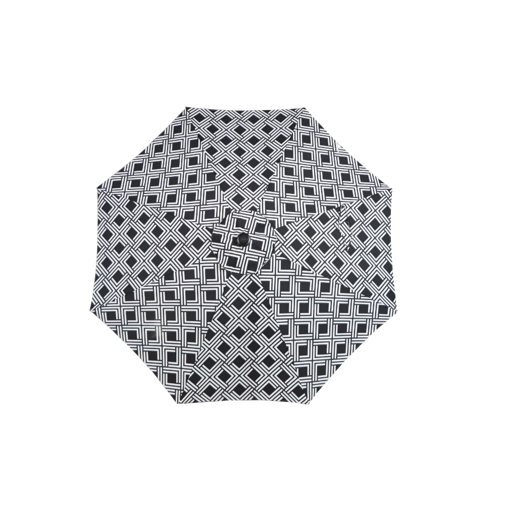 9-футовый Черно-белый Гео Круглый Открытый Наклонный Зонт для внутреннего дворика с функцией отжимания