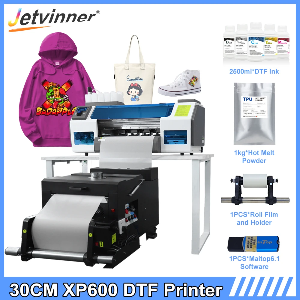 A3 DTF Принтер Для EPSON XP600 С Двумя Печатающими головками, Печатающая машина для печати футболок на пленке, для печати на всей ткани, 30 см DTF Принтер