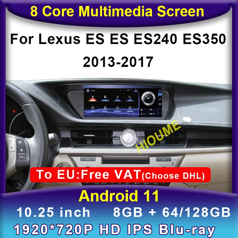 Android 11, 8 + 128 Г Автомобильный Радиоприемник GPS Навигация Мультимедийный Плеер CarPlay Авторадио Стерео Экран Для Lexus ES240 ES250 ES350 ES300h