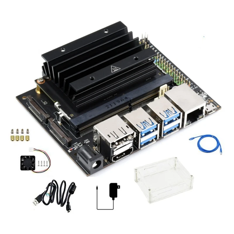 AU42 -Для Jetson Nano 4GB Developer Kit Плата для разработки искусственного интеллекта AI + Акриловый чехол + Кабель Ethernet US Plug