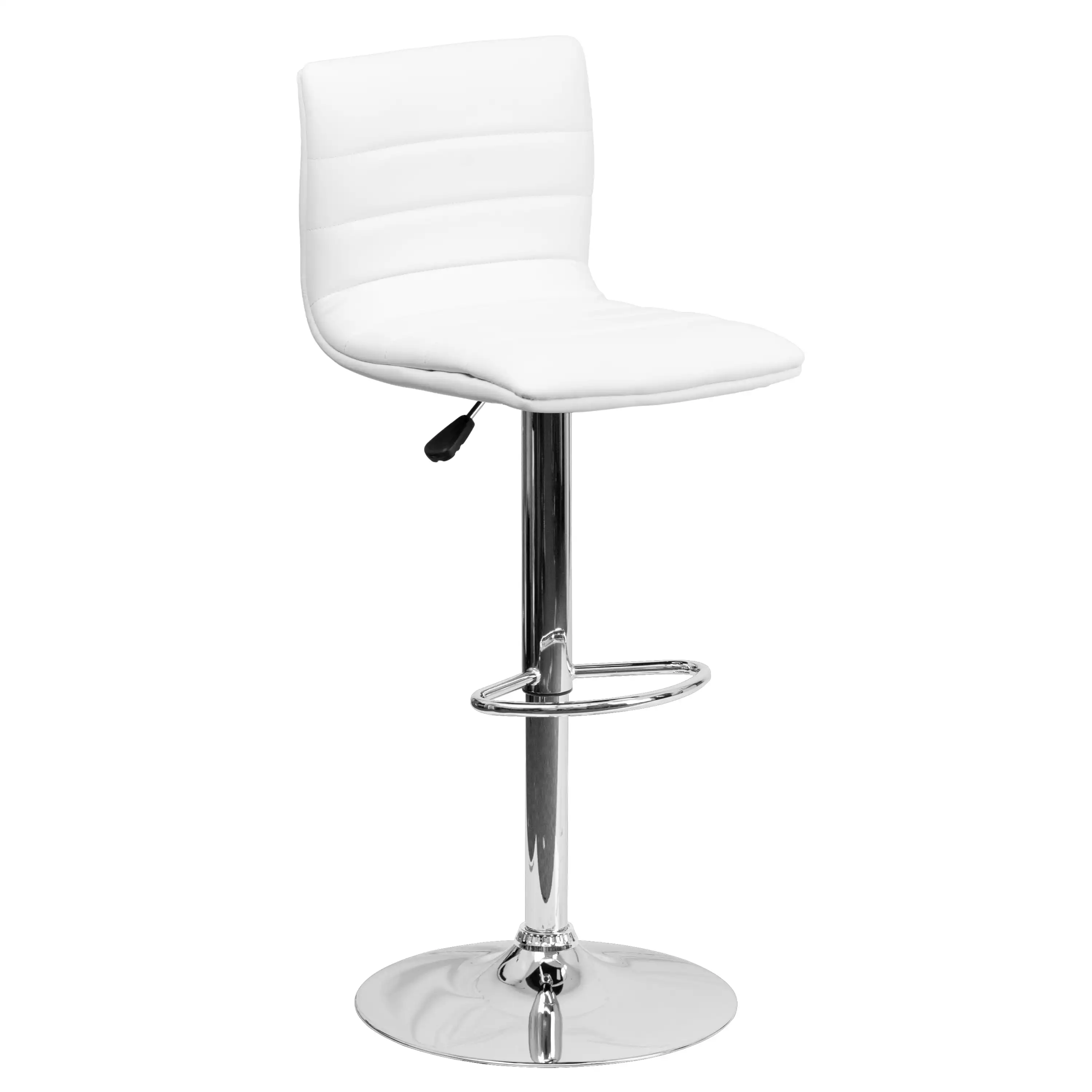 Betsy Современный Белый виниловый Регулируемый барный стул со спинкой, высота стойки Поворотный стул с хромированной подставкой (на складе в США)