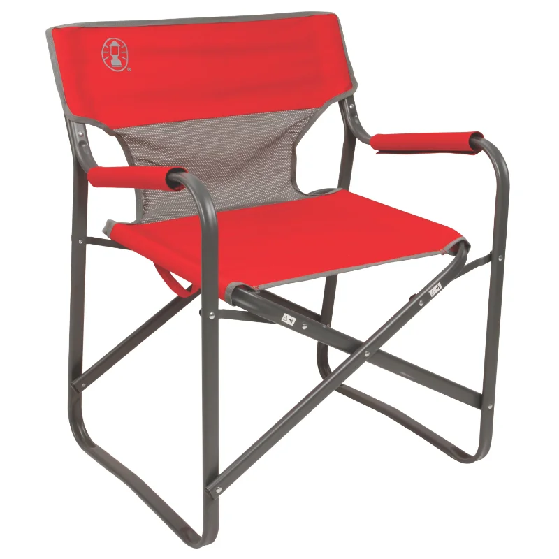 Coleman Outpost Breeze Складной шезлонг для взрослых, красный пляжный стул, уличный стул, походный стул