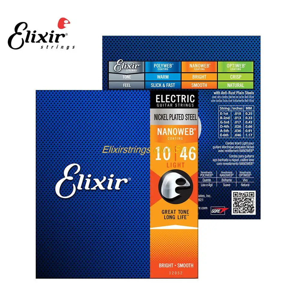 Elixir 12052 Электрогитара, Никелированные Струны, 10-46 Гитарных аксессуаров, Насыщенный тон, прочный, Выбор Меломана Бесплатная доставка