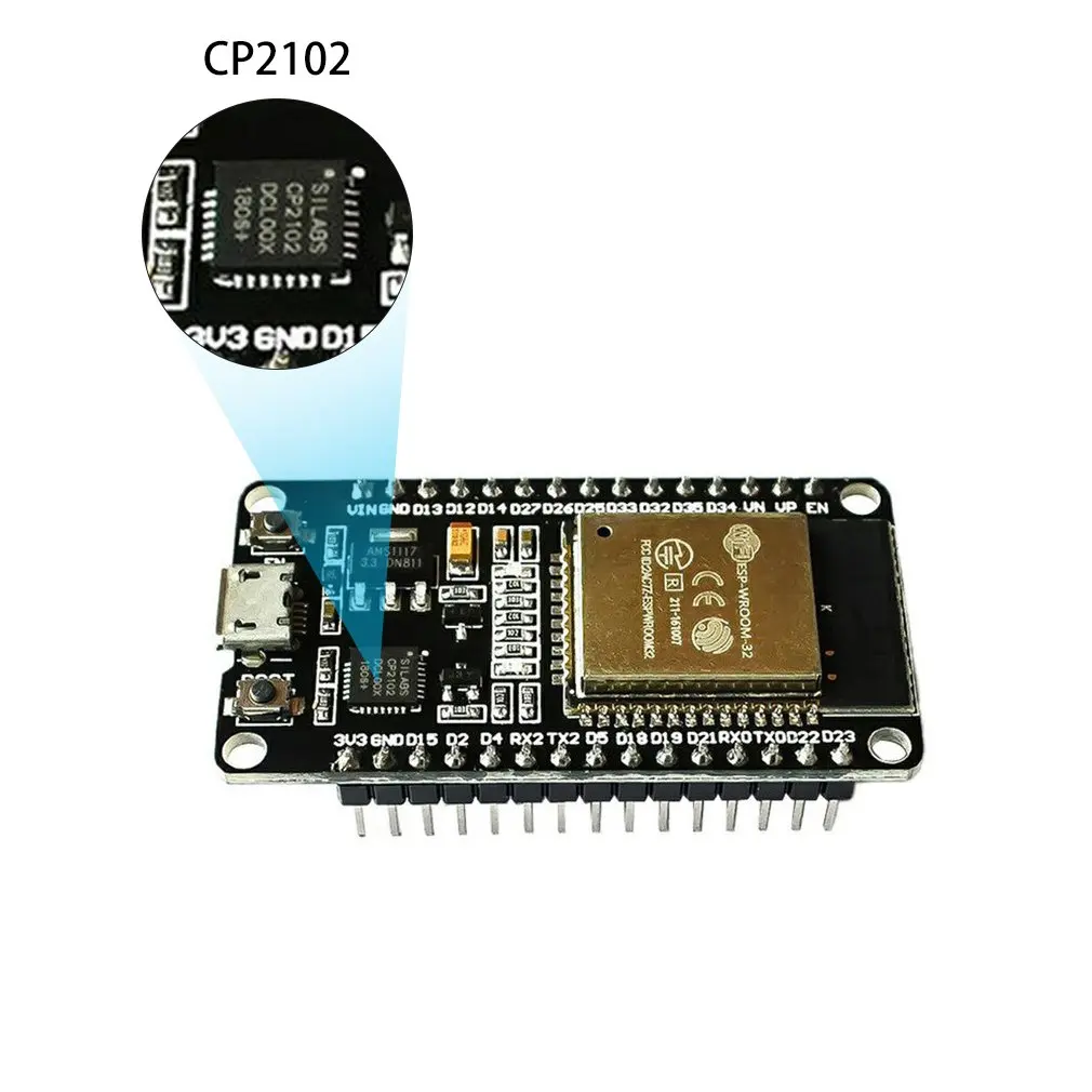 ESP-32 Беспроводная плата разработки Wi-Fi Micro USB 2,4 ГГц, двухрежимный Wi-Fi + Беспроводной двухъядерный микроконтроллер, радиочастотный усилитель, фильтр