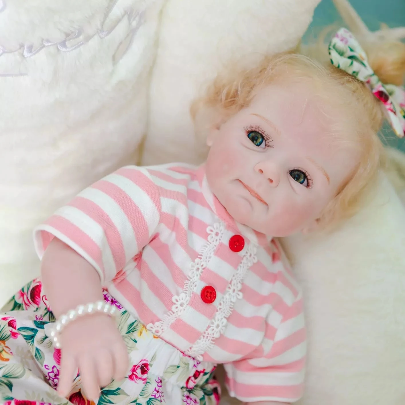 FBBD 52 см новорожденная милая мордашка bebe reborn baby реалистичная мягкая приятная детская ручная укладка светлых волос высококачественная коллекционная кукла