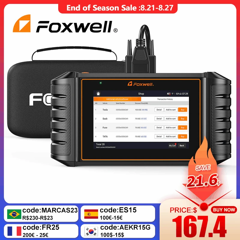 FOXWELL NT710 Car OBD2 Диагностические Инструменты Сканирования OBD II Automotivo Code Reader Tool Полносистемный Сканер Двунаправленный/Активный Тест