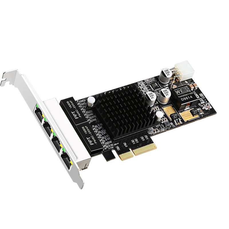 Intel I350AM4 Чип PCIE X4 RJ45 Четырехъядерная 4-Портовая Промышленная Сетевая карта PoE Vision Frame Grabber NICs Gigabit Ethernet Lan 1000 Мбит/с