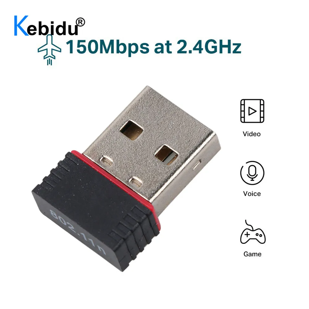 Kebidu 150 Мбит/с USB Wifi LAN Адаптер Внешняя Сетевая карта Wi-Fi USB Беспроводной Приемник Ключ Для Портативных ПК RTL8188