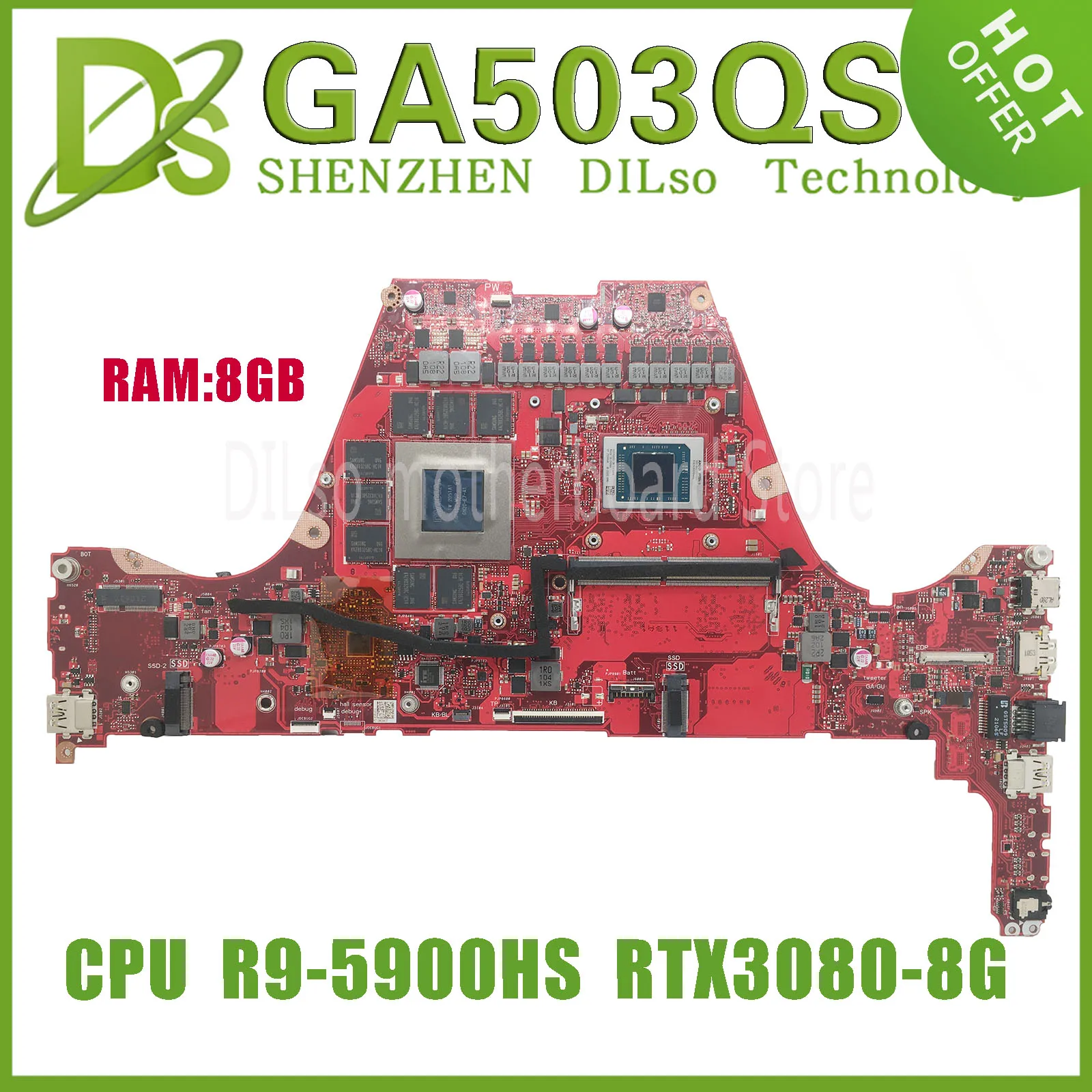 KEFU GA503QS Материнская плата Для ноутбука ASUS ROG Zephyrus G15 GA503QS GA503Q с R9-5900HS RTX3080/V8G 8 ГБ/оперативной памятью