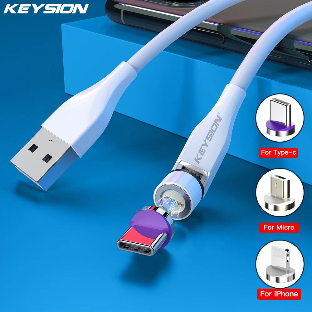 KEYSION 3A Магнитный кабель TypeC Шнур быстрой зарядки для Xiaomi Huawei Micro USB Кабель для Samsung для iPhone Магнитный игровой кабель