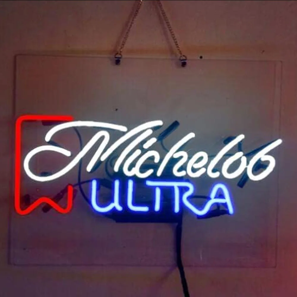 Michelob Ultra Logo Неоновая Световая Вывеска Ручной Работы На Заказ Из Натуральной Стеклянной Трубки Пивной Бар Фирменный Магазин Настенный Декор Рекламный Дисплей Лампа 17 