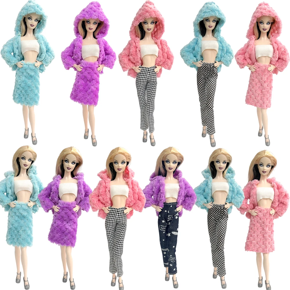 NK 1 Комплект Модной одежды для куклы 1/6, Современная юбка, пальто, платье-рубашка с капюшоном, Одежда для аксессуаров куклы Барби JJ