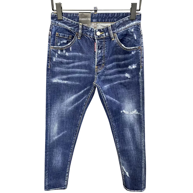 StarBags DSQ - новинка 2023 осенне-зимних мужских джинсов прямого покроя, маленькие ножки, рваные уличные джинсы