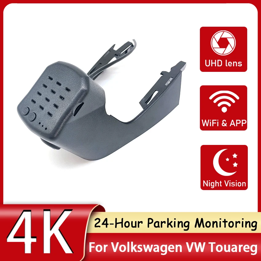 UHD, Автомобильный видеорегистратор Wifi Видеорегистратор Dash Cam Камера 24H Парковочный монитор для Volkswagen VW Touareg T Roc Cr7 2018 2019 2020 2021 2022