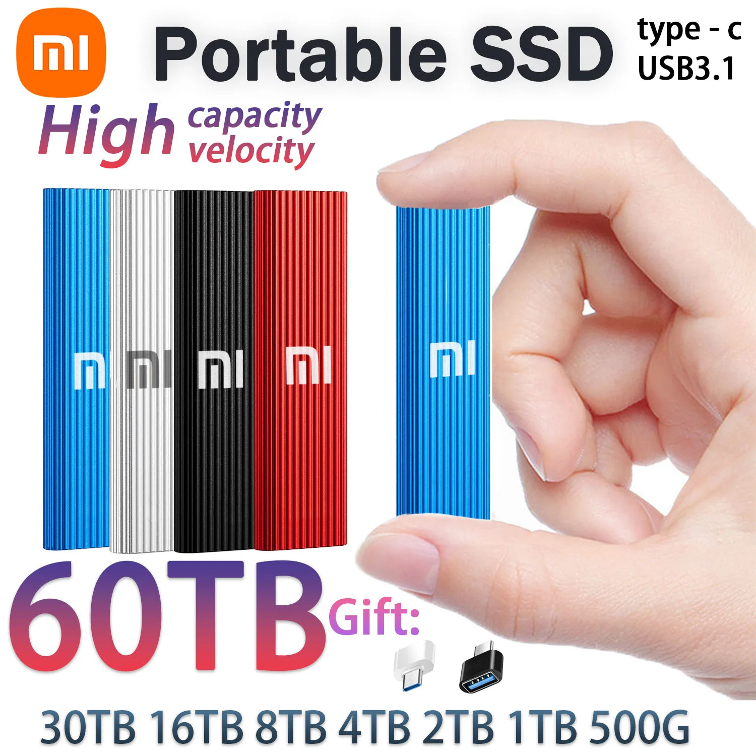 Xiaomi Оригинальный НОВЫЙ Портативный SSD Жесткий диск 60 ТБ 1 ТБ SSD Высокоскоростной Внешний жесткий диск M.2 Накопитель USB 3.1 Интерфейс Mass Storage