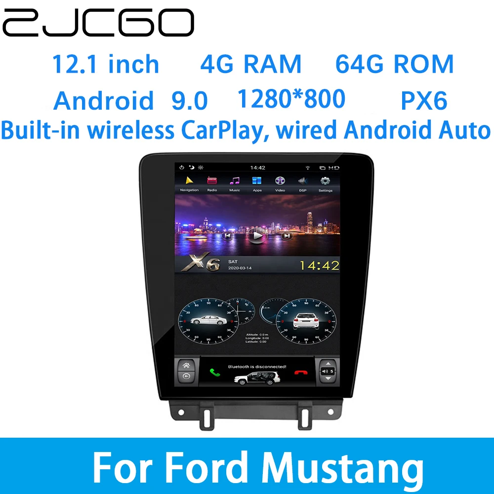 ZJCGO Автомобильный мультимедийный плеер Стерео GPS DVD радионавигация Android Экранная система для Ford Mustang 2010 2011 2012 2013 2014