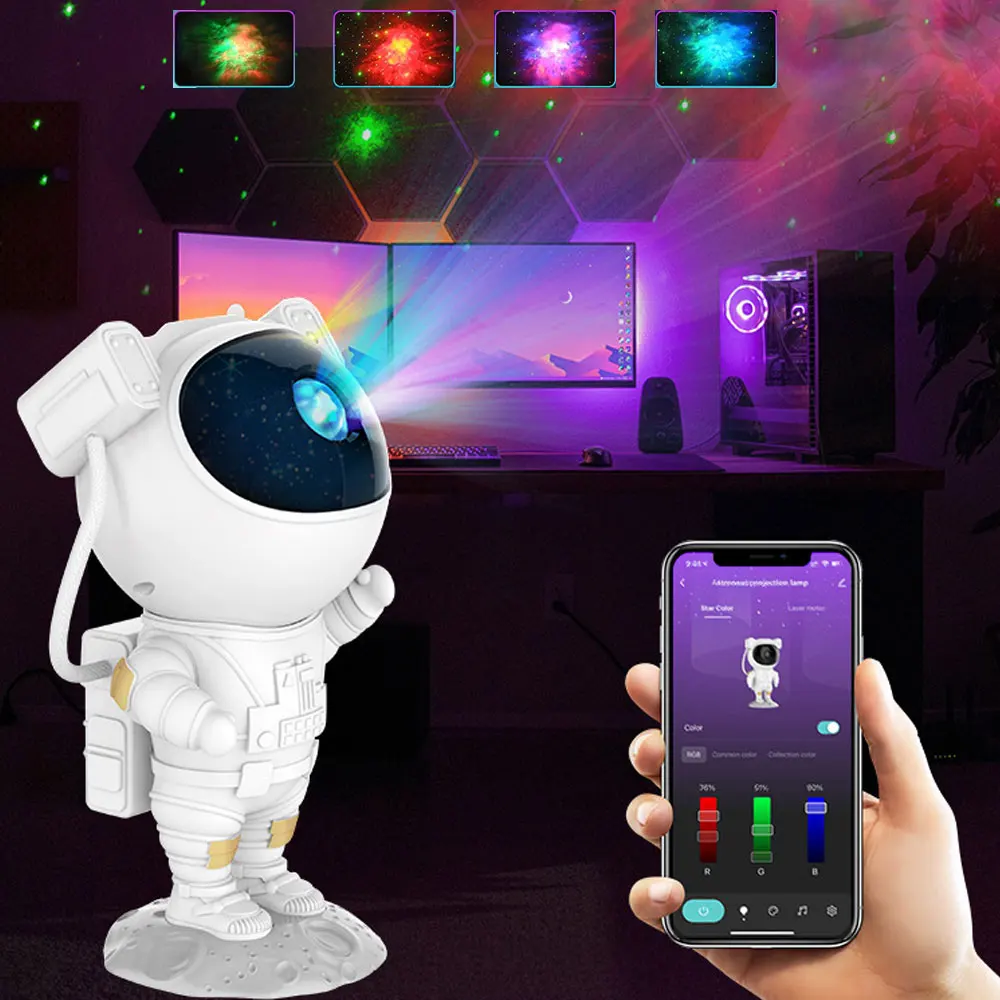 Астронавт Galaxy Star Светодиодный проектор Ночник Приложение Управление Цветом Украшение дома в спальне Подарок для детей на День рождения