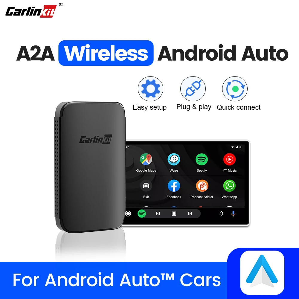 Беспроводной адаптер CarlinKit A2A для Android Auto Plug and Play, беспроводной ключ AA для автомобилей, совместимых с OEM Android Auto, и стерео