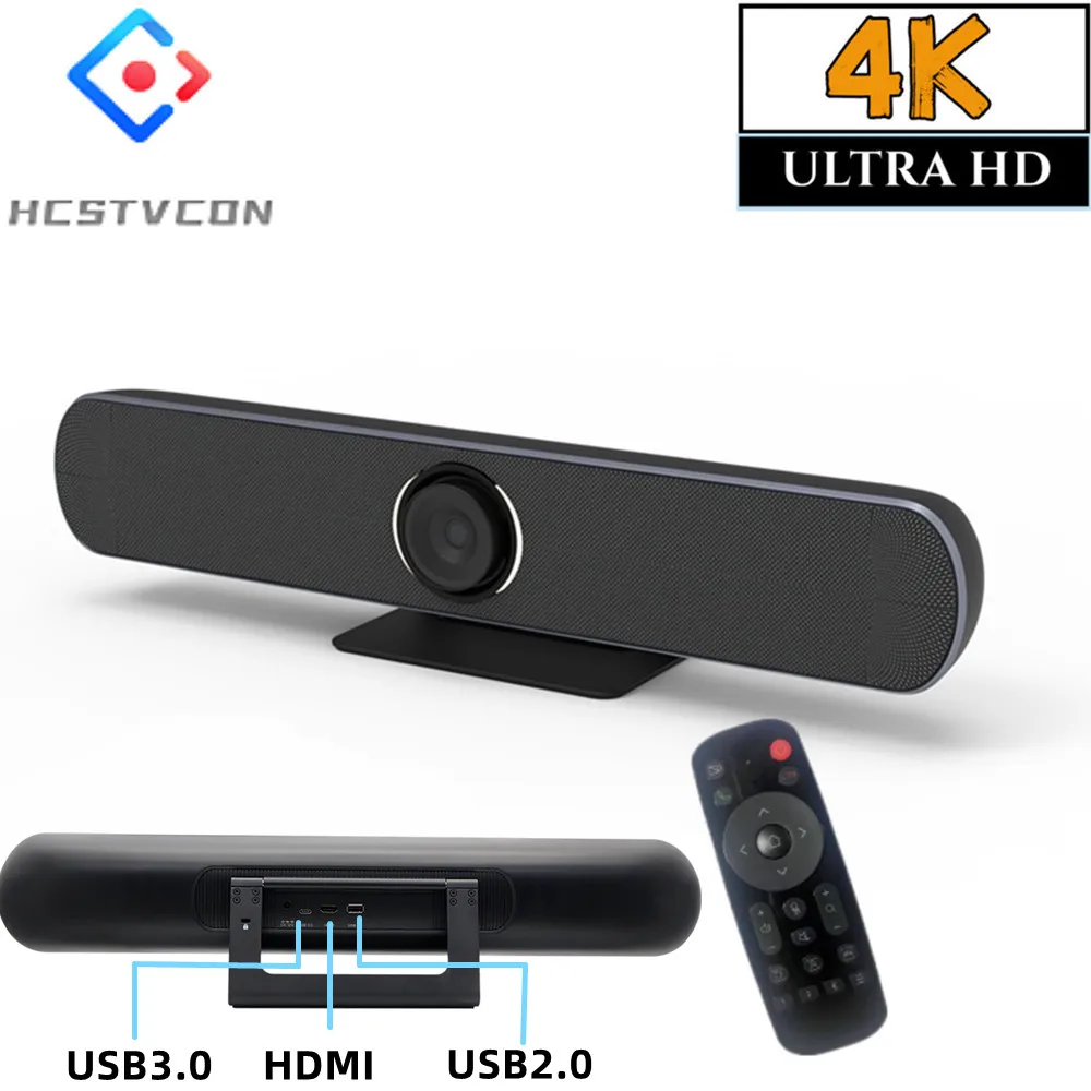 Веб-камера HCSTVCON 4K с 5-кратным увеличением, Отслеживание голоса, распознавание лиц, Локализация источника звука для видеоконференции с микрофоном