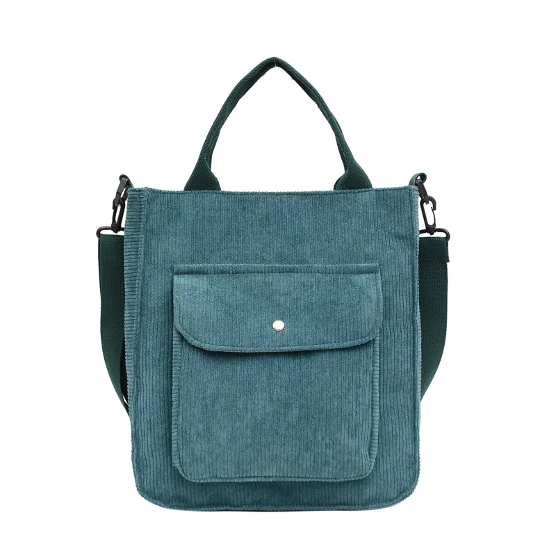 Вельветовая сумка на плечо сумка женская Женские винтажные сумки для покупок, студенческая сумка для девочек, сумки для книг, повседневная сумка-тоут с наружным карманом