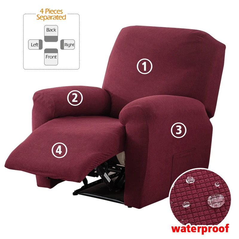 Водонепроницаемый чехол для дивана с откидной спинкой, 1 Сиденье, Стрейч-Жаккардовый Одноместный чехол для кресла Relax, Защита от пыли, Нескользящий чехол для стула, 1 Комплект