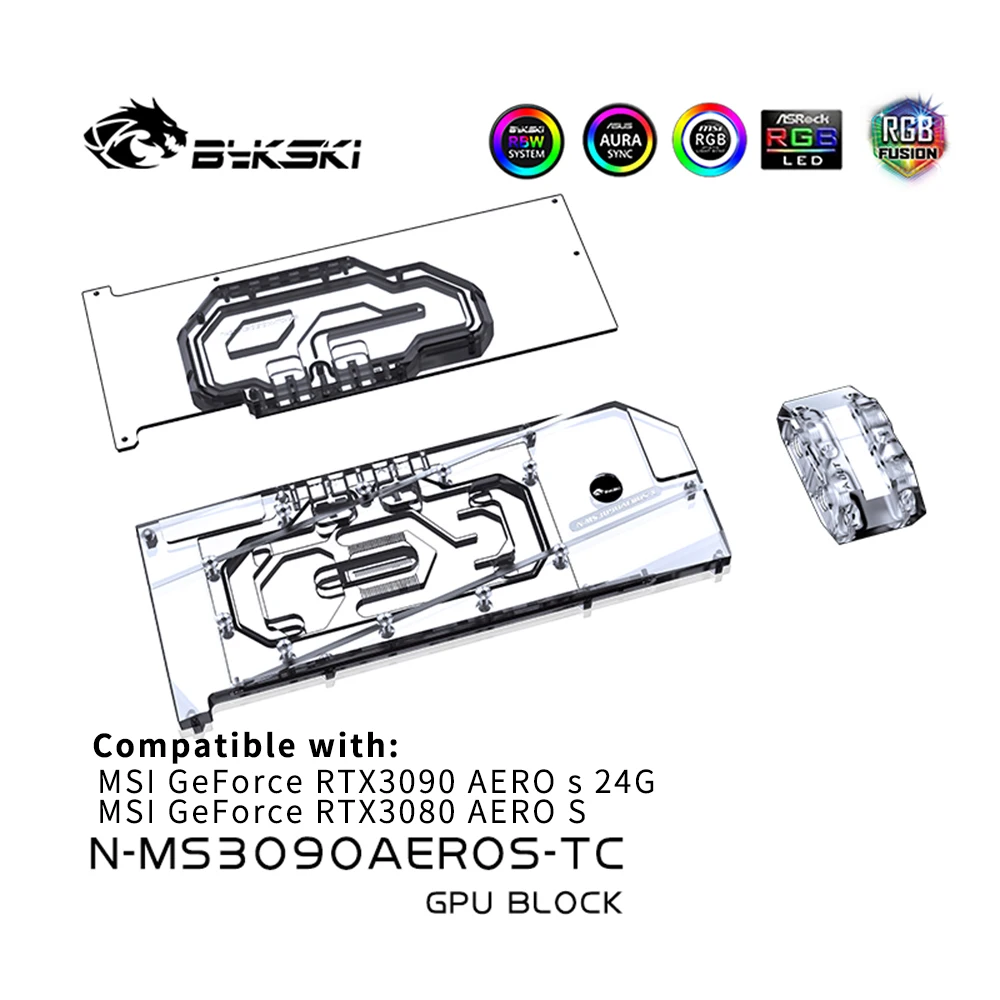 Графический блок Bykski с кулером активной объединительной платы Waterway Для MSI GeForce RTX3090 3080 Aero s 24G, N-MS3090AEROS-TC