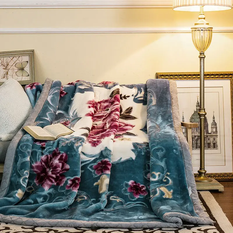 Двухслойное Одеяло из норки Рашель с тиснением, 8,8 фунтов, Размер Королевы, Пушистое, Плотное, Теплое, Супер Мягкое Весенне-зимнее Одеяло для кровати