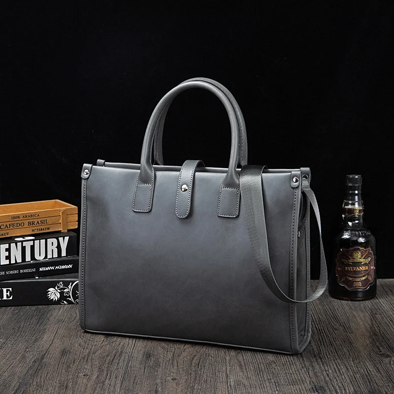 Деловая мужская сумка из искусственной кожи, Модный серый портфель для документов, Мужская сумка для ноутбука, Офисная Мужская сумка-мессенджер