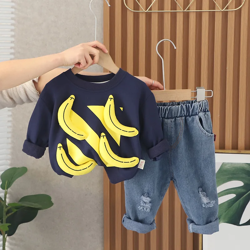 Детская бутик-одежда для детей, дизайнерская одежда для мальчиков 2 лет, пуловеры, футболки с длинными рукавами, топы и джинсы, наряды